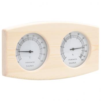 2-in-1 Sauna-Hygrothermograph und Sanduhr Set Massivholz Kiefer