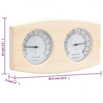 2-in-1 Sauna-Hygrothermograph und Sanduhr Set Massivholz Kiefer