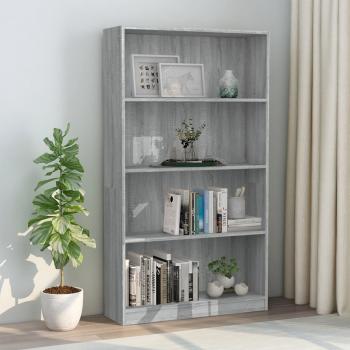 ARDEBO.de - Bücherregal 4 Fächer Grau Sonoma 80x24x142 cm Holzwerkstoff