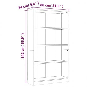 Bücherregal 4 Fächer Grau Sonoma 80x24x142 cm Holzwerkstoff