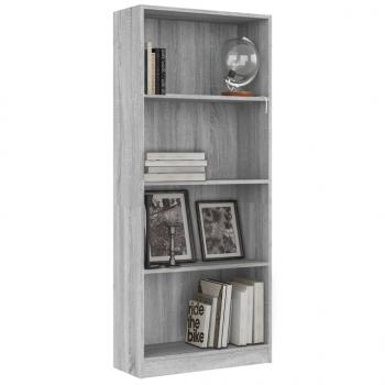 Bücherregal 4 Fächer Grau Sonoma 60x24x142 cm Holzwerkstoff