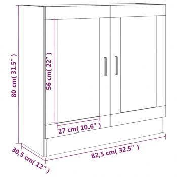 Vitrinenschrank Braun Eichen-Optik 82,5x30,5x80cm Holzwerkstoff