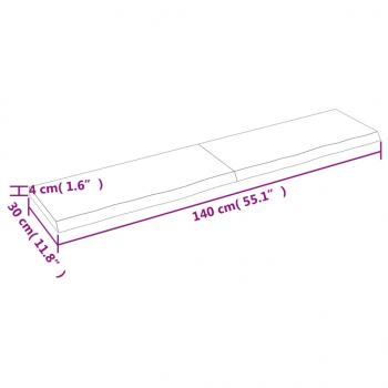 Wandregal 140x30x(2-4) cm Massivholz Eiche Unbehandelt