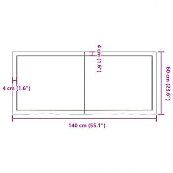 Wandregal 140x60x(2-6) cm Massivholz Eiche Unbehandelt