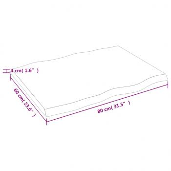 Tischplatte 80x60x(2-4) cm Massivholz Behandelt Baumkante