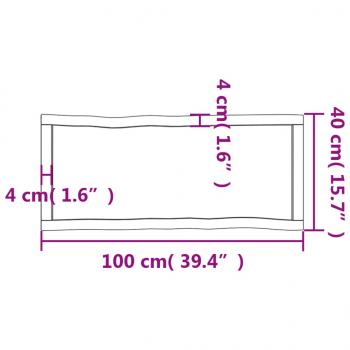 Tischplatte 100x40x(2-6) cm Massivholz Behandelt Baumkante