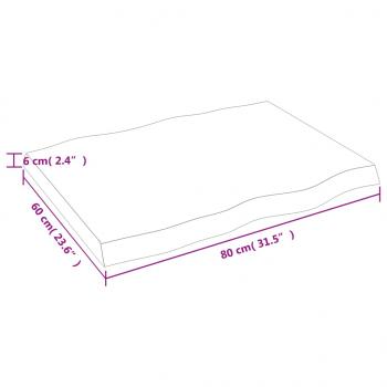 Tischplatte 80x60x(2-6) cm Massivholz Behandelt Baumkante