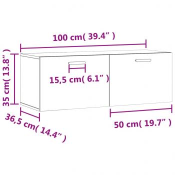 Wandschrank Schwarz 100x36,5x35 cm Holzwerkstoff