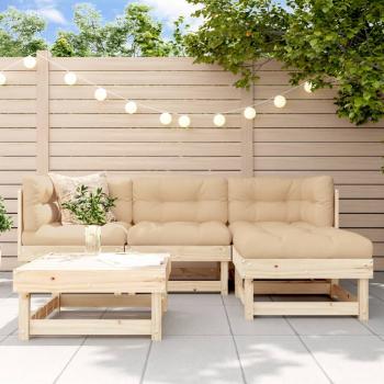 ARDEBO.de - 5-tlg. Garten-Lounge-Set mit Kissen Massivholz