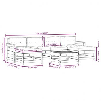 7-tlg. Garten-Lounge-Set mit Kissen Massivholz