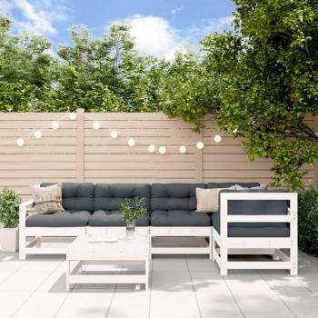 ARDEBO.de - 6-tlg. Garten-Lounge-Set mit Kissen Weiß Massivholz