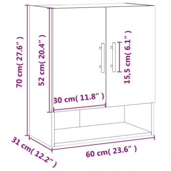 Wandschrank Schwarz 60x31x70 cm Holzwerkstoff