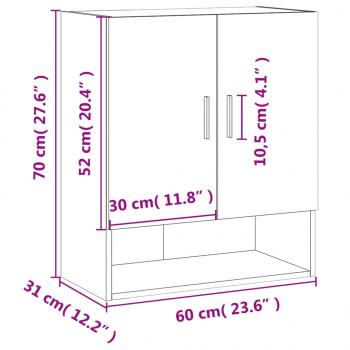 Wandschrank Betongrau 60x31x70 cm Holzwerkstoff