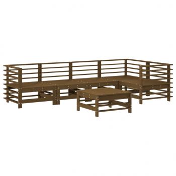 6-tlg. Garten-Lounge-Set mit Kissen Honigbraun Massivholz