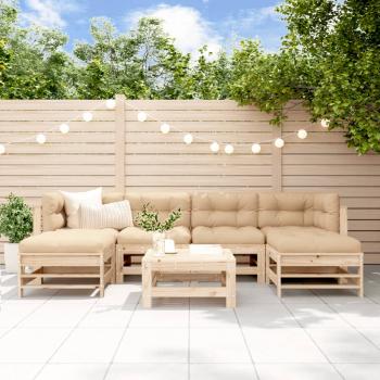 ARDEBO.de - 7-tlg. Garten-Lounge-Set mit Kissen Massivholz