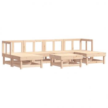 7-tlg. Garten-Lounge-Set mit Kissen Massivholz