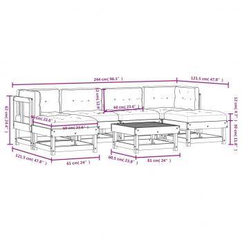 7-tlg. Garten-Lounge-Set mit Kissen Massivholz