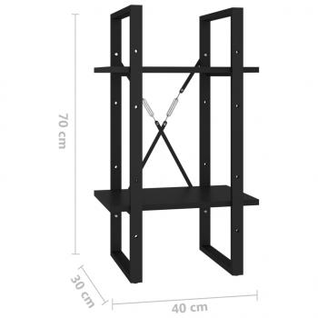 Bücherregal 2 Fächer Schwarz 40x30x70 cm Holzwerkstoff