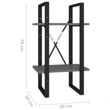 Bücherregal 2 Fächer Grau 40x30x70 cm Holzwerkstoff