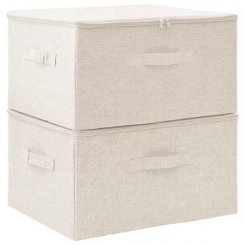 Aufbewahrungsboxen 2 Stk. Stoff 43x34x23 cm Creme