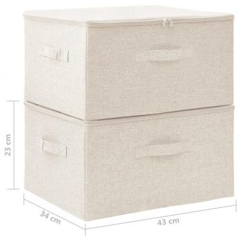 Aufbewahrungsboxen 2 Stk. Stoff 43x34x23 cm Creme