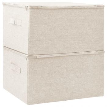 Aufbewahrungsboxen 2 Stk. Stoff 43x34x23 cm Creme