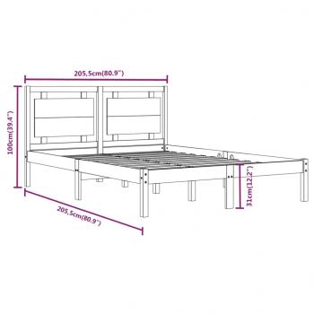 Massivholzbett Grau 200x200 cm