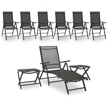 ARDEBO.de - 9-tlg. Garten-Lounge-Set Schwarz und Anthrazit