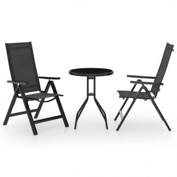 ARDEBO.de - 3-tlg. Bistro-Set Schwarz und Anthrazit