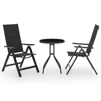 ARDEBO.de - 3-tlg. Bistro-Set Schwarz und Anthrazit