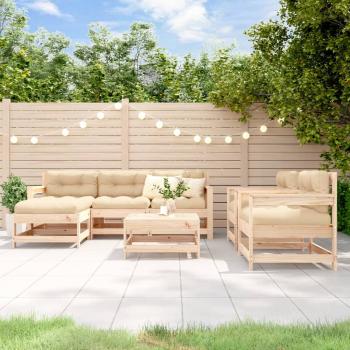 ARDEBO.de - 7-tlg. Garten-Lounge-Set mit Kissen Massivholz