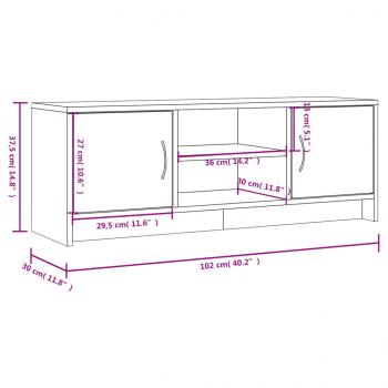 TV-Schrank Hochglanz-Weiß 102x30x37,5 cm Holzwerkstoff