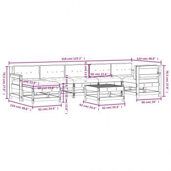 8-tlg. Garten-Lounge-Set mit Kissen Grau Massivholz