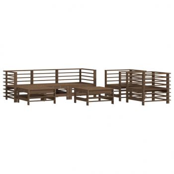 7-tlg. Garten-Lounge-Set mit Kissen Honigbraun Massivholz