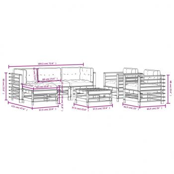 7-tlg. Garten-Lounge-Set mit Kissen Honigbraun Massivholz