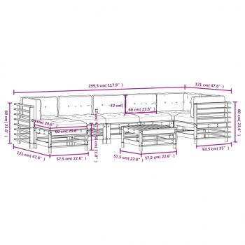 8-tlg. Garten-Lounge-Set mit Kissen Massivholz