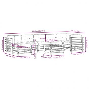 8-tlg. Garten-Lounge-Set mit Kissen Massivholz Douglasie