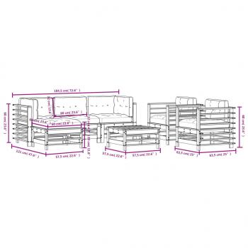 7-tlg. Garten-Lounge-Set mit Kissen Grau Massivholz