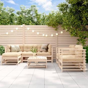 ARDEBO.de - 7-tlg. Garten-Lounge-Set mit Kissen Massivholz