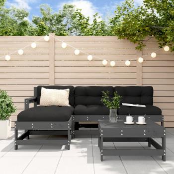 ARDEBO.de - 5-tlg. Garten-Lounge-Set mit Kissen Grau Massivholz