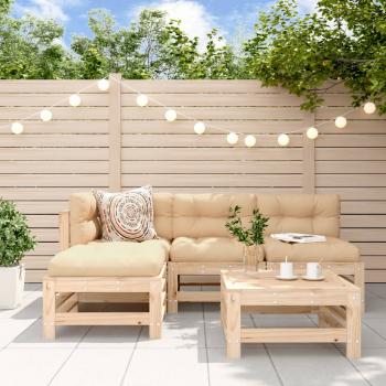 ARDEBO.de - 5-tlg. Garten-Lounge-Set mit Kissen Massivholz