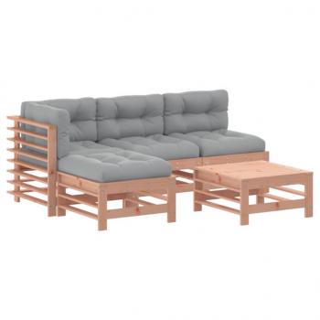 5-tlg. Garten-Lounge-Set mit Kissen Massivholz Douglasie