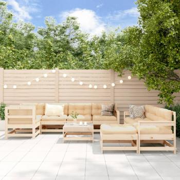 ARDEBO.de - 10-tlg. Garten-Lounge-Set mit Kissen Massivholz