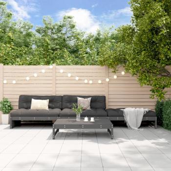 ARDEBO.de - 4-tlg. Garten-Lounge-Set mit Kissen Grau Massivholz