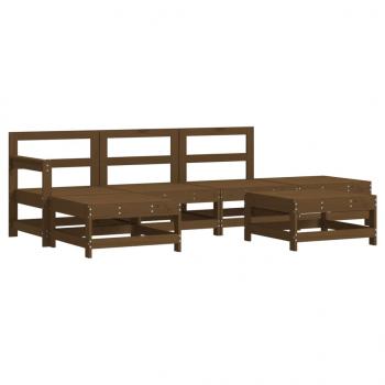 6-tlg. Garten-Lounge-Set mit Kissen Honigbraun Massivholz