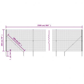 Maschendrahtzaun mit Bodenhülsen Grün 2x25 m