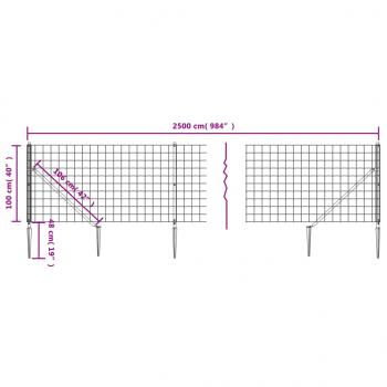 Maschendrahtzaun mit Bodenhülsen Anthrazit 1x25 m