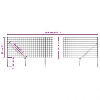 Maschendrahtzaun mit Bodenhülsen Anthrazit 0,8x25 m