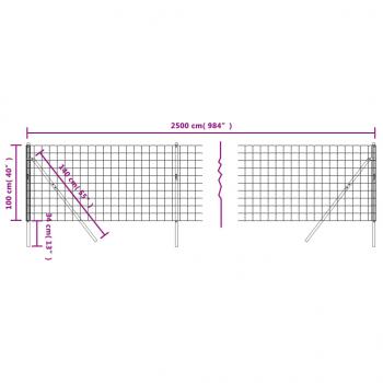 Maschendrahtzaun Anthrazit 1x25 m Verzinkter Stahl