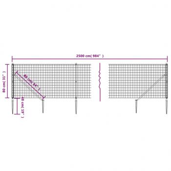 Maschendrahtzaun mit Bodenhülsen Anthrazit 0,8x25 m